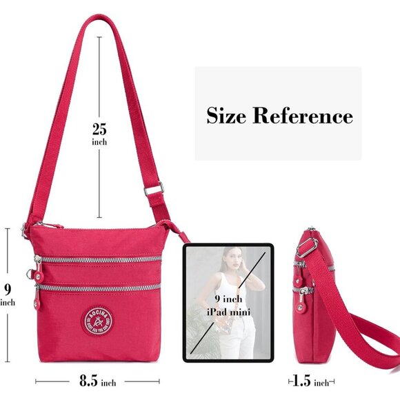 Lightweight Nylon Crossbody Bag for Women Small Travel Purse with Multiple Pocke - Picture 4 of 7